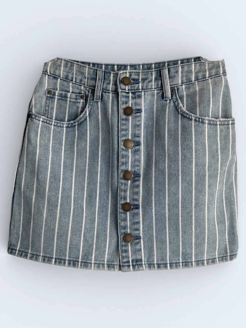 Billabong Striped Denim Button Front Mini Skirt Size 26